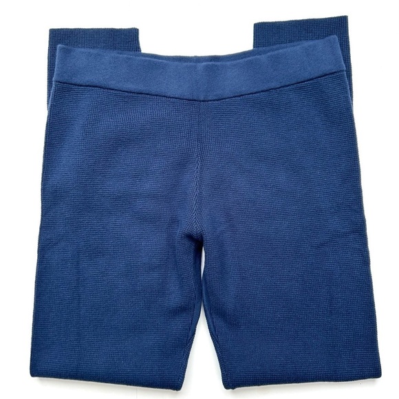 Lunya Waffle Knit Slim Pants Navy Blue Cozy Cotton Silk Thermal Back Pocket Sz L - Picture 6 of 9